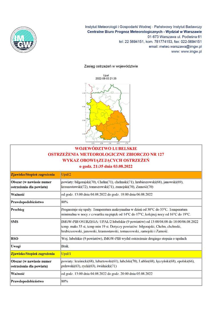 Zdjęcie ostrzeżenia meteorologicznego
