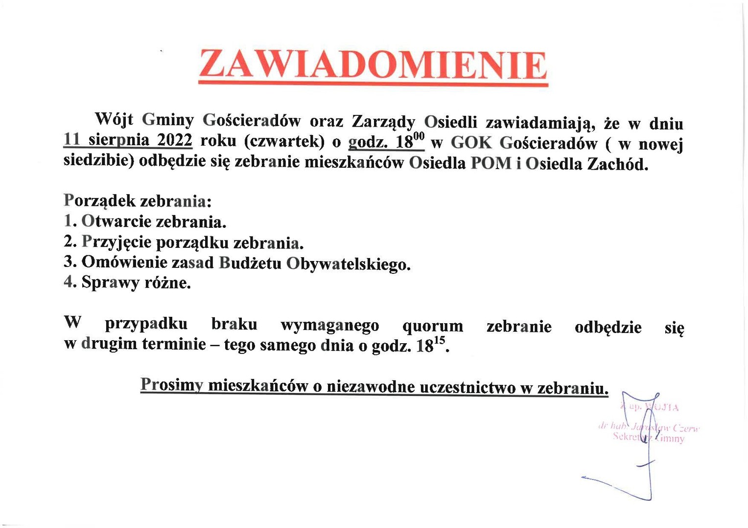Zdjęcie zawiadomienia