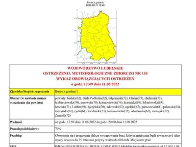 Zdjęcie ostrzeżenia meteorologicznego