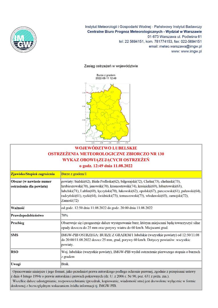 Zdjęcie ostrzeżenia meteorologicznego