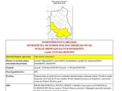 Zdjęcie ostrzeżenia meteorologicznego