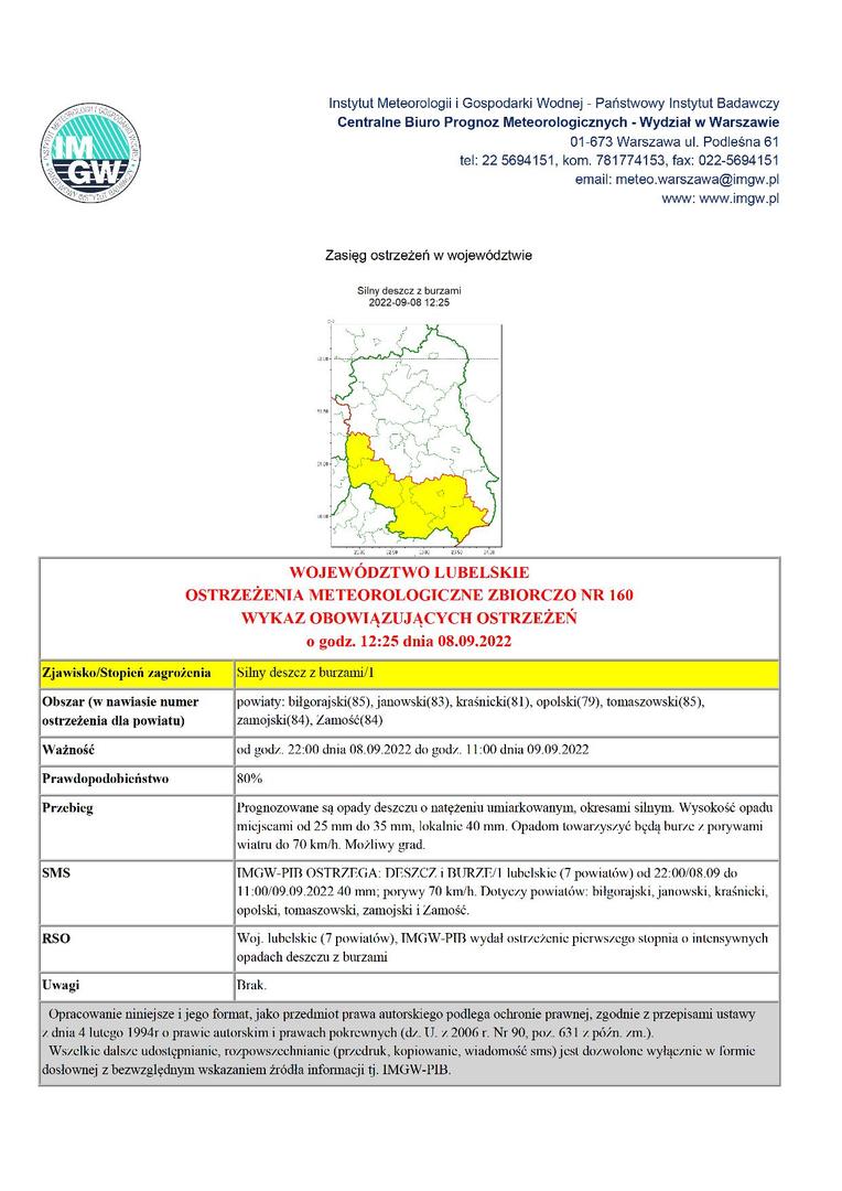Zdjęcie ostrzeżenia meteorologicznego