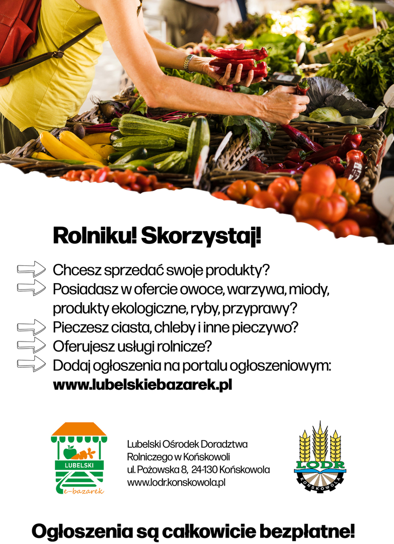 Zdjęcie informacji z produktami rolniczymi