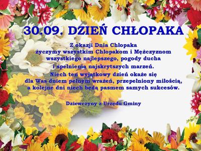 Zdjęcie z kwiatami i życzeniami z okazji Dnia Chłopaka