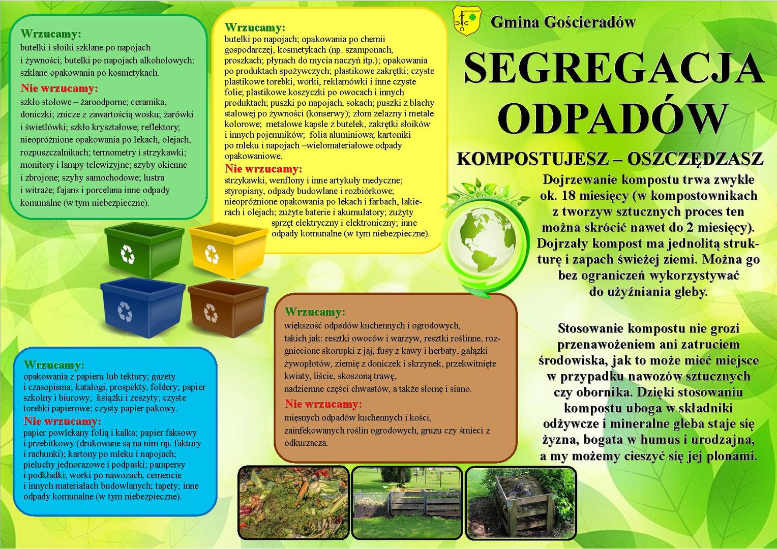 Zdjęcie z opisem segregacji odpadów