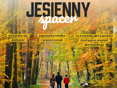 Zdjęcie spacerujących ludzi po parku jesienią