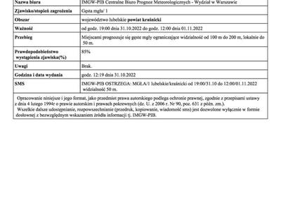 Grafika przedstawiająca treść ostrzeżenia