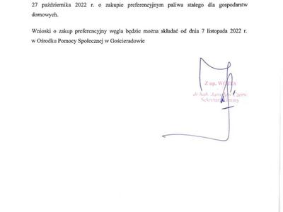 Zdjęcie przedstawiające treść ogłoszenia