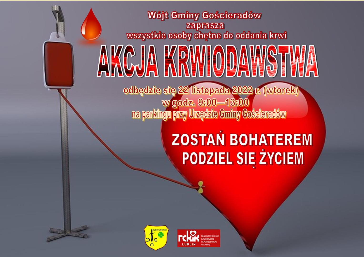 Zdjęcie plakatu z sercem i przetaczaniem krwi