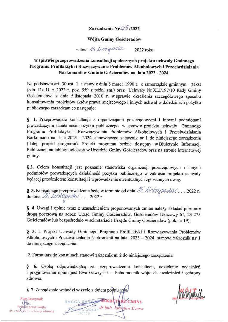 Zdjęcie zarządzenia