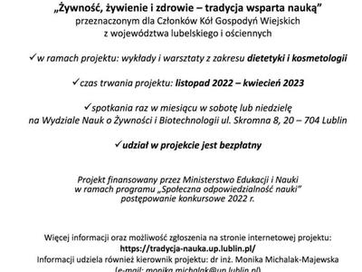 Plakat promujący projekt zawierający treść ogłoszenia