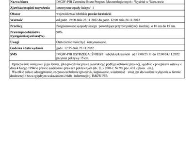 Zdjęcie ostrzeżenia meteorologicznego