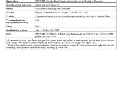 Zdjęcie ostrzeżenia meteorologicznego