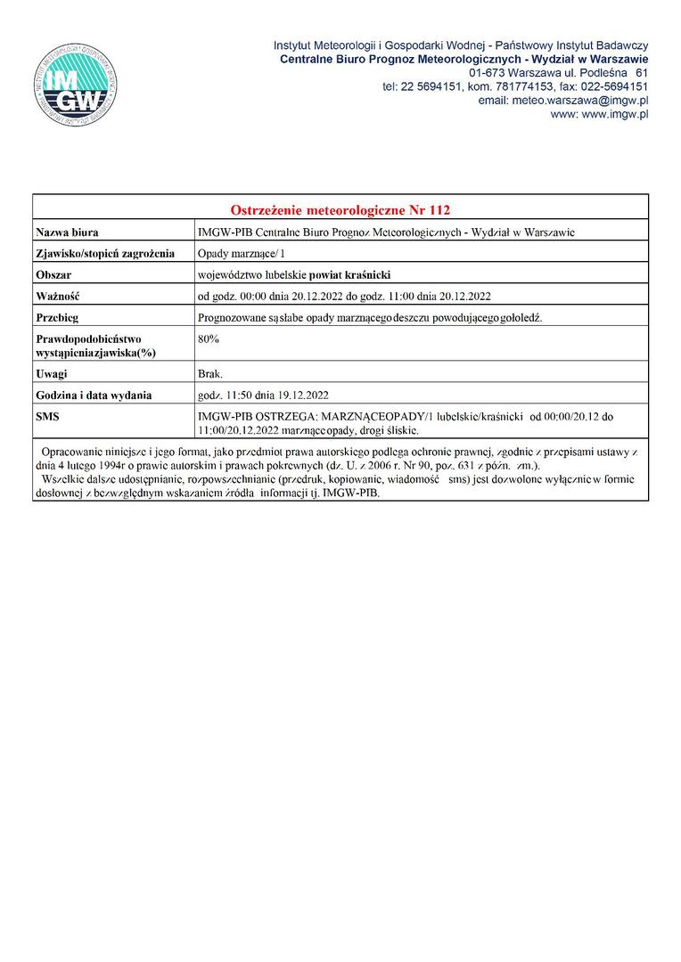 Zdjęcie ostrzeżenie meteorologicznego