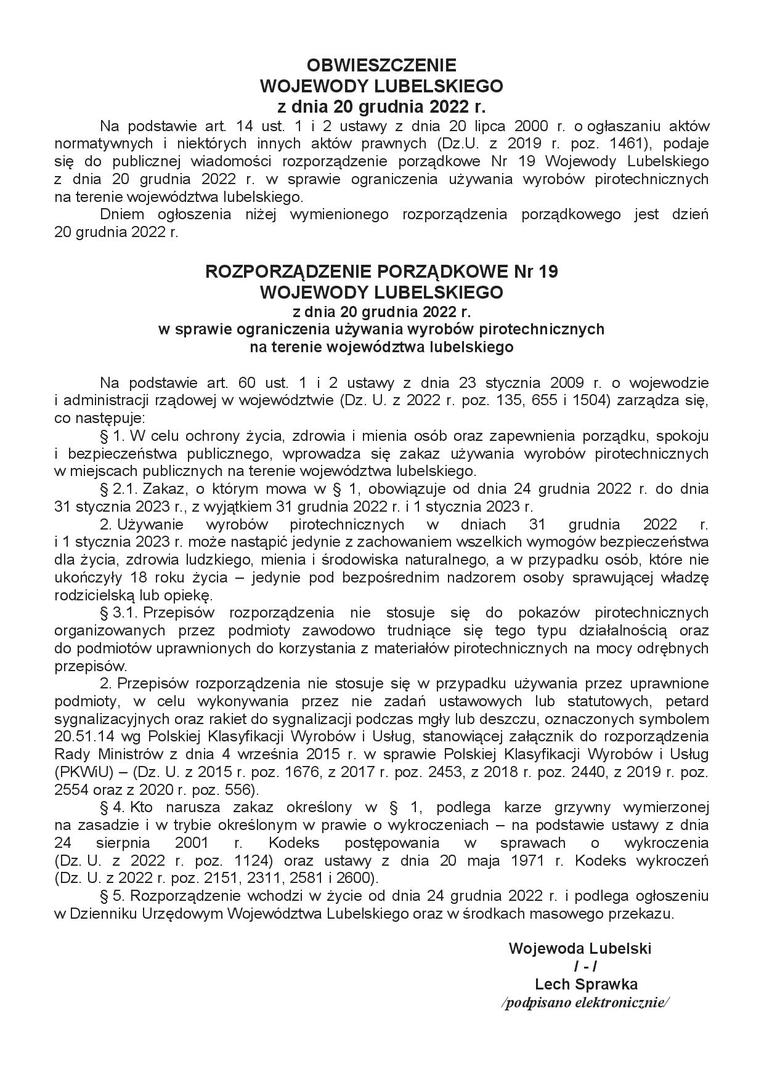 Obraz przedstawiający treść obwieszczenia