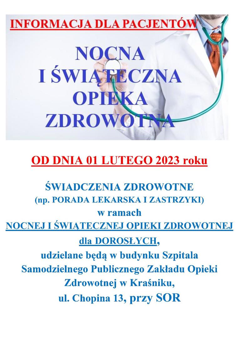 Zdjęcie informacji dot. opieki zdrowotnej