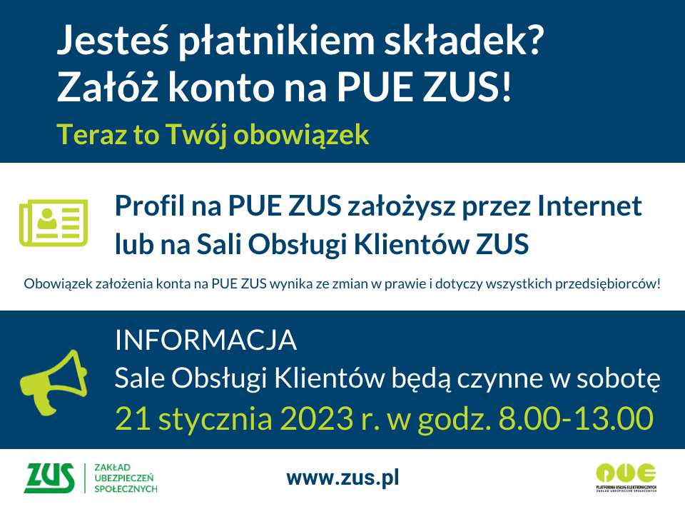 Zdjęcie informacji dot. Sal Obsługi Klientów ZUS