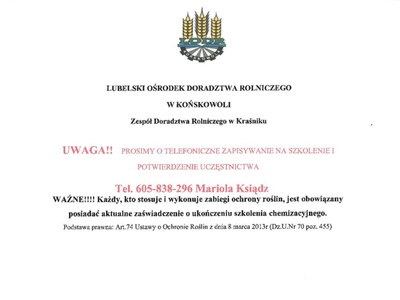 Zdjęcie informacji z logo LODR w Końskowoli