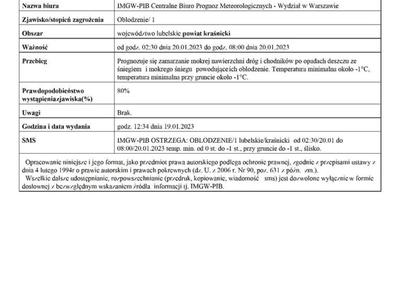 Zdjęcie ostrzeżenia meteorologicznego
