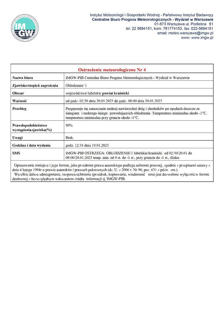 Zdjęcie ostrzeżenia meteorologicznego