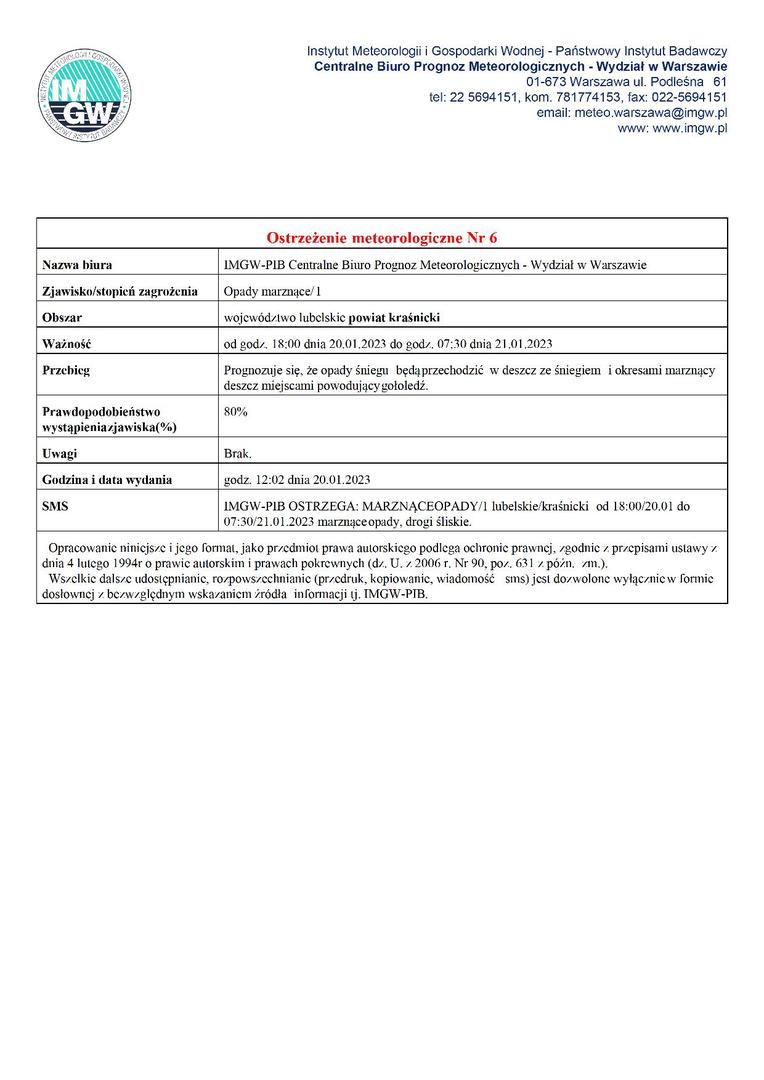 Zdjęcie ostrzeżenia meteorologicznego