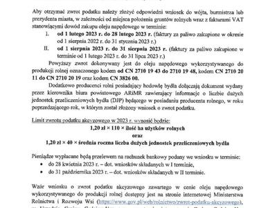 Zdjęcie informacji w sprawie zwrotu podatku akcyzowego