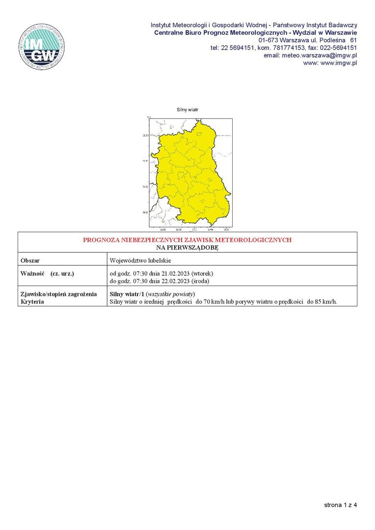 Grafika przedstawiająca 1 stronę ostrzeżenia