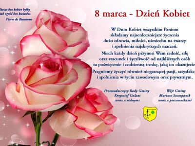 Zdjęcie z różami i życzeniami