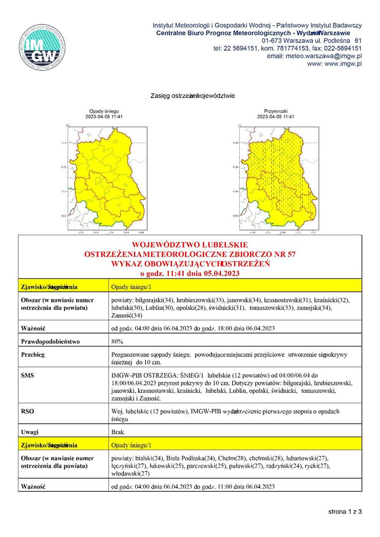Zdjęcie ostrzeżenia meteorologicznego