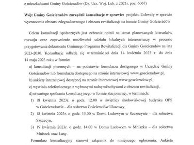 Obraz przedstawiający treść ogłoszenia