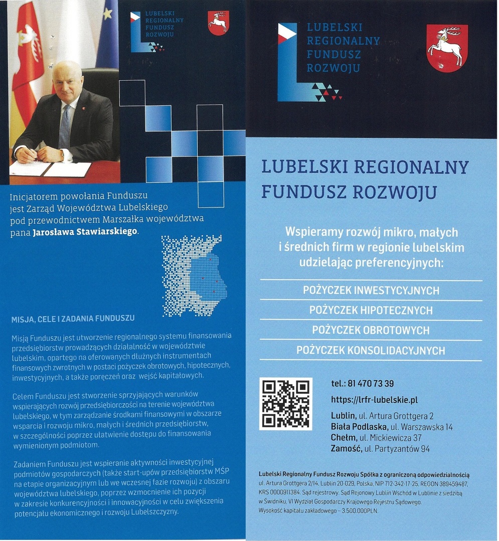 Zdjęcie ulotki ze zdjęciem Marszałka Województwa