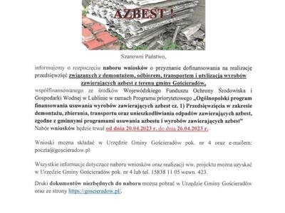 Zdjęcie informacji z azbestem