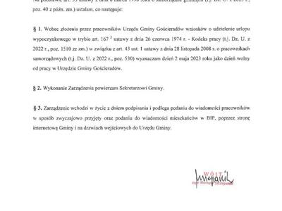 Zdjęcie zarządzenia