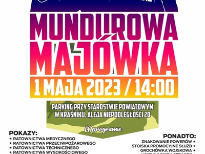 Zdjęcie plakatu z grafiką ze służbami mundurowymi