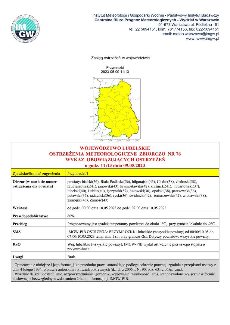 Zdjęcie ostrzeżenia meteorologicznego