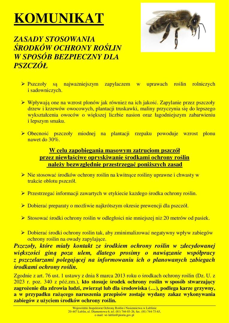 Zdjęcie komunikatu z pszczołą