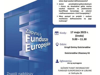 Zdjęcie plakatu dot Funduszy Europejskich