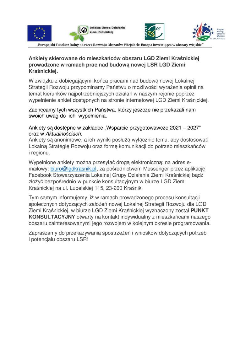 Ogłoszenie o ankietach