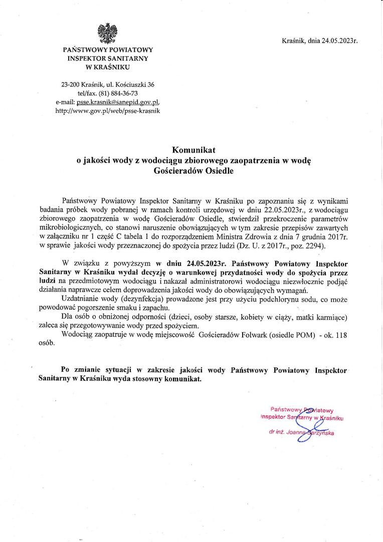 Zdjęcie komunikatu