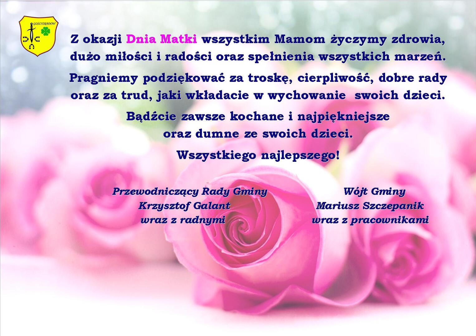 Zdjęcie róż z życzeniami na Dzień Matki