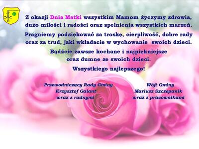 Zdjęcie róż z życzeniami na Dzień Matki
