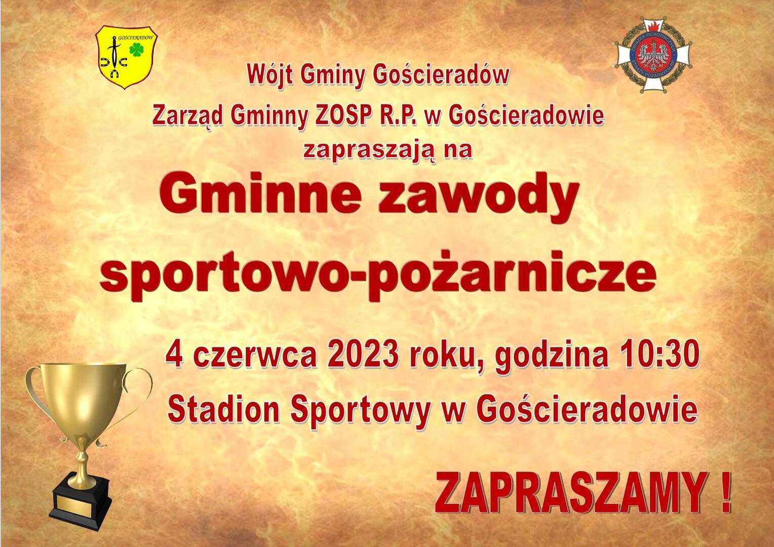 Zdjęcie plakatu dotyczącego Gminnych zawodów sportowo - pożarniczych