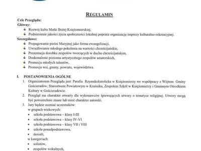 Zdjęcie regulaminu