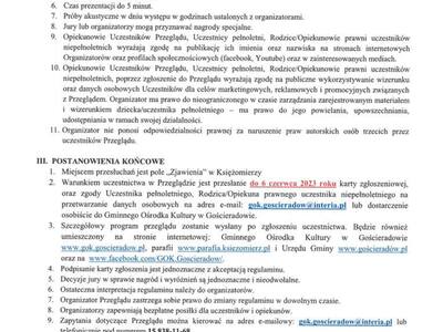Zdjęcie regulaminu
