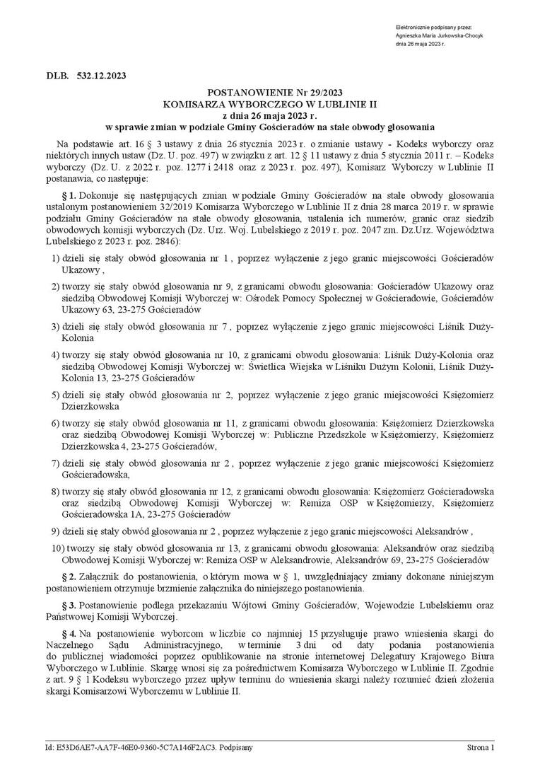 Treść postanowienia strona 1