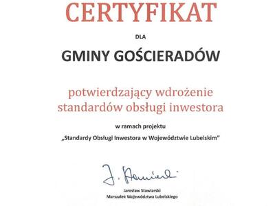 Zdjęcie z Gali wręczenia certyfikatów projektu ,,Standardy Obsługi Inwestora w Województwie Lubelskim"