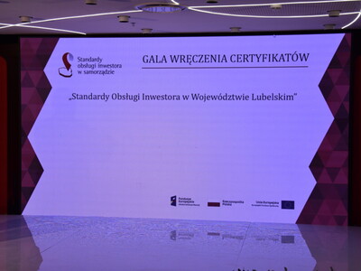 Zdjęcie z Gali wręczenia certyfikatów projektu ,,Standardy Obsługi Inwestora w Województwie Lubelskim"