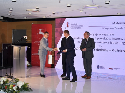 Zdjęcie z Gali wręczenia certyfikatów projektu ,,Standardy Obsługi Inwestora w Województwie Lubelskim"