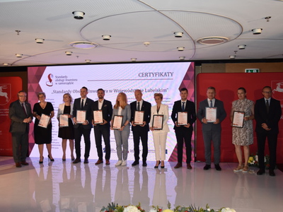 Zdjęcie z Gali wręczenia certyfikatów projektu ,,Standardy Obsługi Inwestora w Województwie Lubelskim"