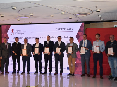 Zdjęcie z Gali wręczenia certyfikatów projektu ,,Standardy Obsługi Inwestora w Województwie Lubelskim"